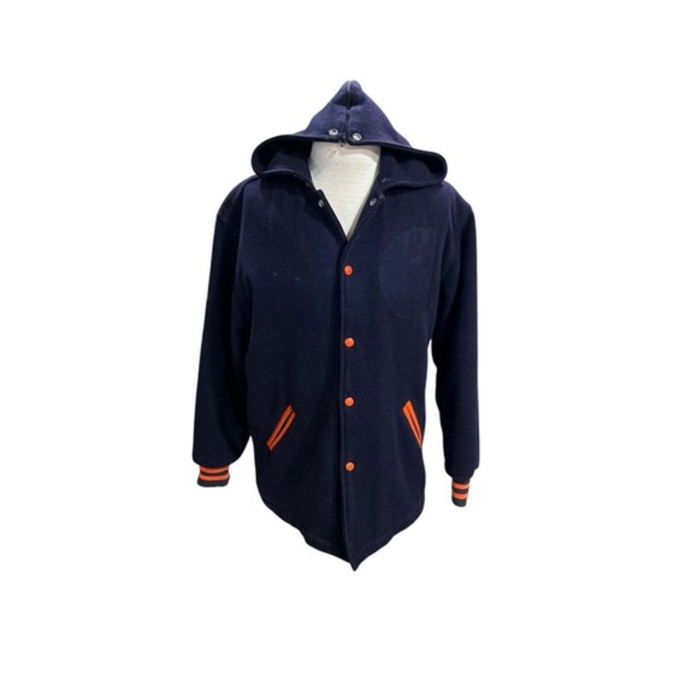 Maple Vintage Varsity Coat Jacket‎ Mens M Navy 70s Wool ?
